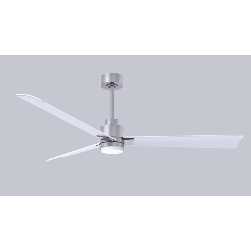 Ventilateur de plafond Alessandra, Blanc mat, Nickel brossé, 56"