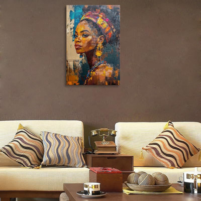 Abstrait, art mural africain sur toile noir, femmes et femmes noires, art mural Morden, peinture pour salon