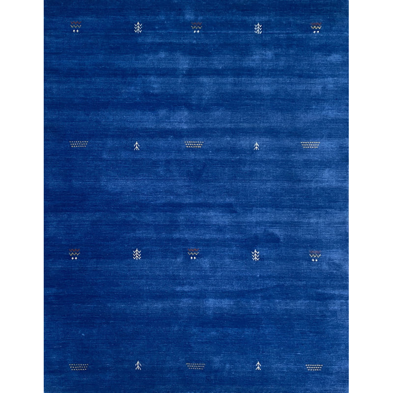Blue Gabbeh Hand -Knotted Wool Rug, Rectangle 140 x 200cm