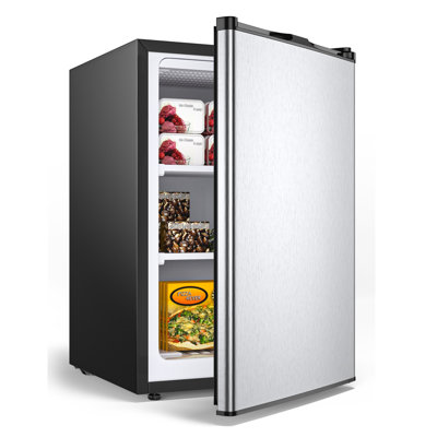 3 Cubic Feet Compact Upright Freezer With Stainless Steel Door