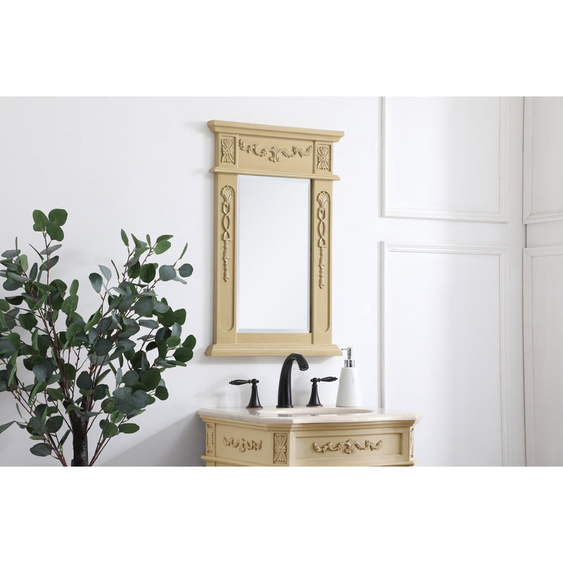 Nai Engineered Wood Flat Wall Mirror, 28" x 22", Light Antique Beige