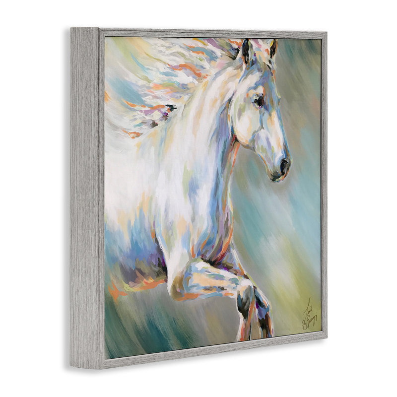 «Flora Horse Run», art de la giclée encadrée, design par Linda Sperruche, Estampe numérique Farmhouse, H 12 po x l 12 po