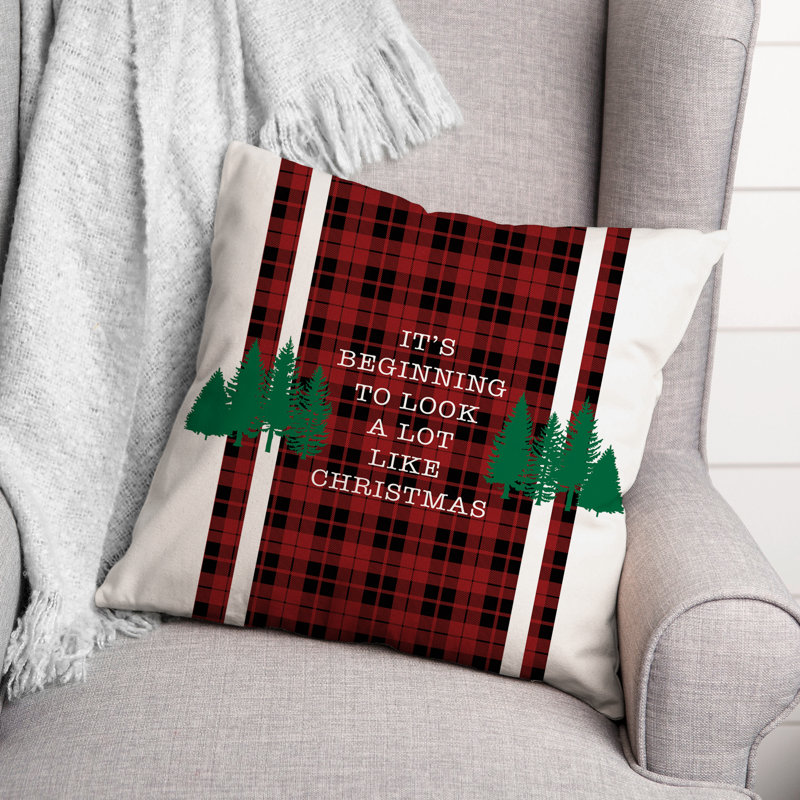 Plaid Throw Pillow, 16" x 16"