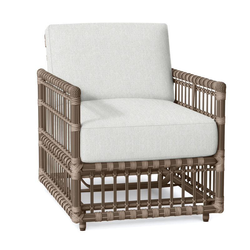 Newport N-Dura Resin Wicker Outdoor Woven Spring Lounge Chair, Welt, Newport #66 Burlap, Bali Pearl