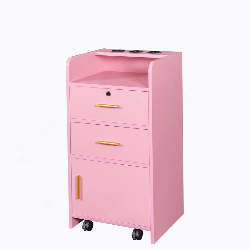 High - Quality Locking Beauty Salon Storage Cabinet With Hair Dryer Holder And Multiple Drawers For Organized Styling Equipment