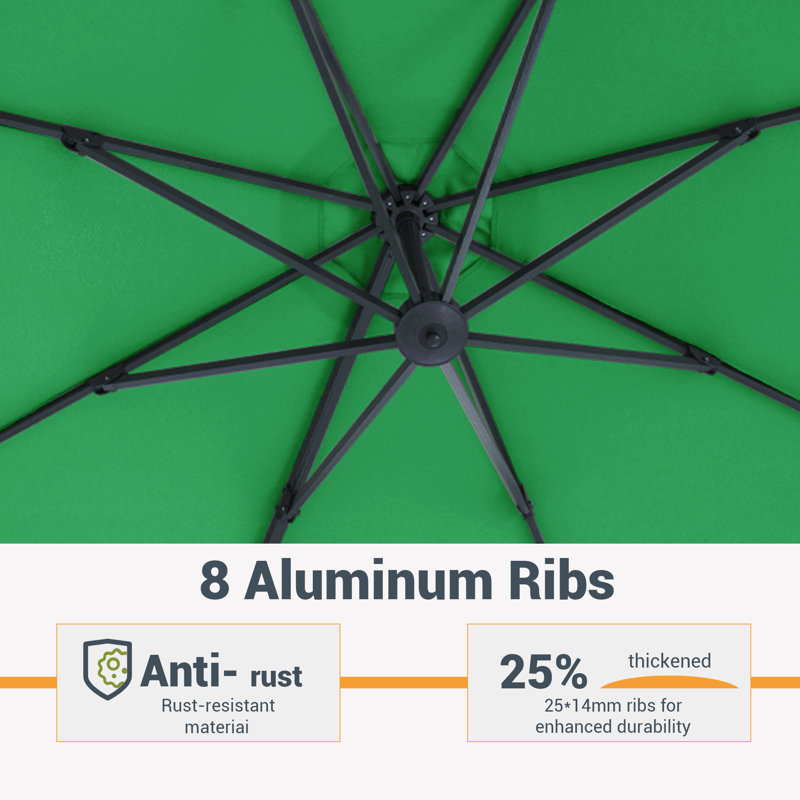 Parasol de patio octogonal en porte-à-faux décalé Mithun 11FT avec contrepoids inclus, parasol d'extérieur suspendu avec lève-manivelle, protection contre les rayons UV toutes saisons pour terrasse avec jardin et terrasse
