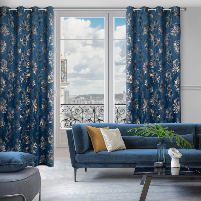 Sandborn Eyelet Blackout Thermal Single Curtain, Blue