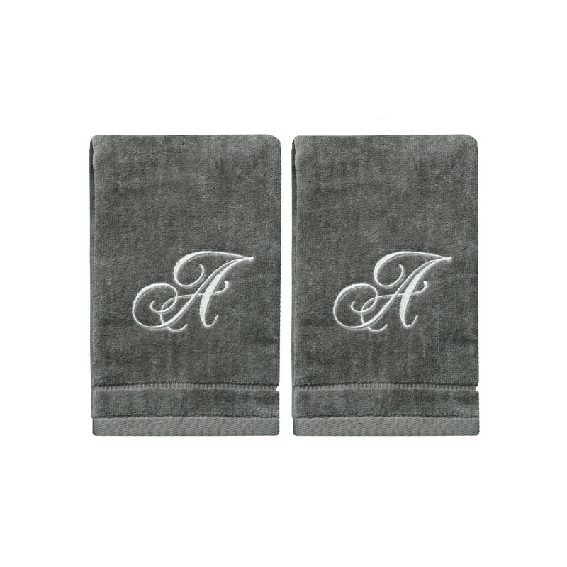 Ensemble de serviettes 2 pièces 100% coton monogrammé, A