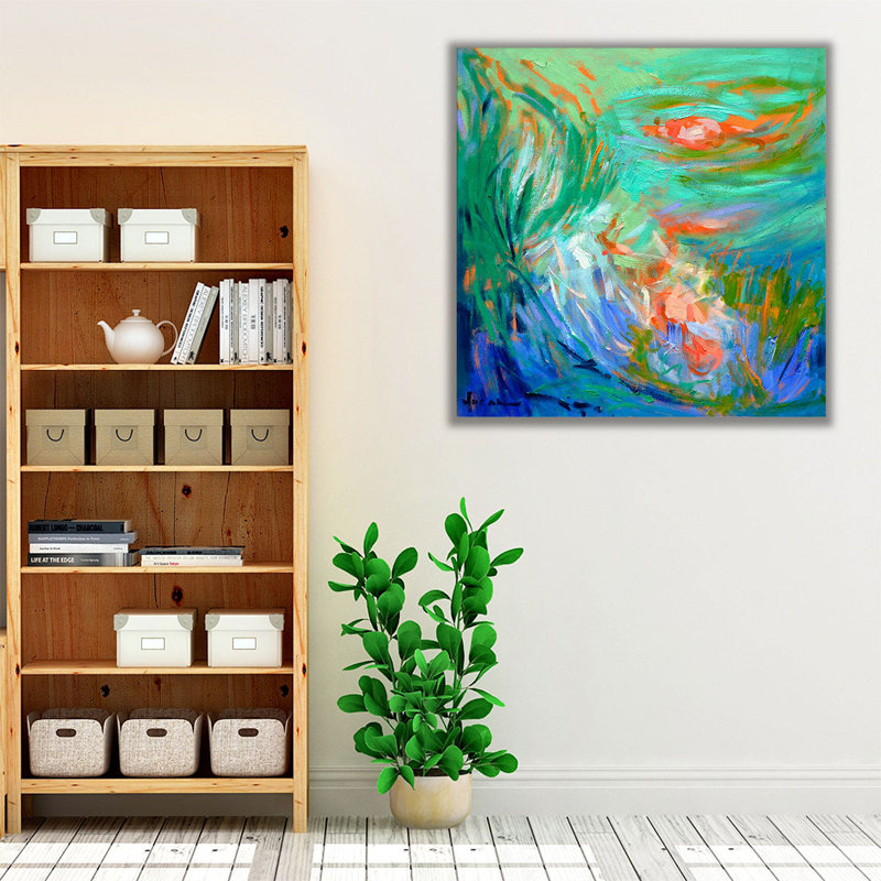 Koi I - reproduction d'art sur toile, H 12 po x l 12 po