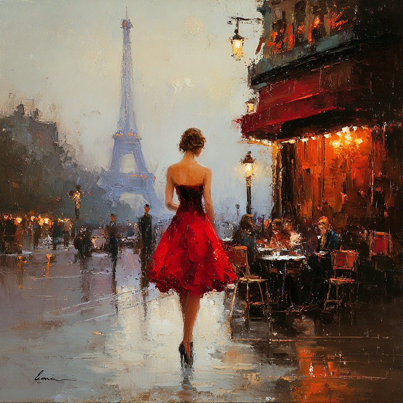 «Evening Lights in Paris», art mural sur toile tendue, H 20 po x l 20 po