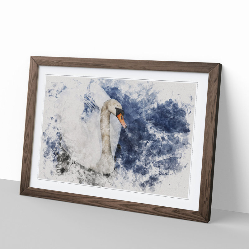 White Swan Vol.2 - Picture Frame Graphic Art, 48cm H x 65cm W x 2cm D, Walnut Framed