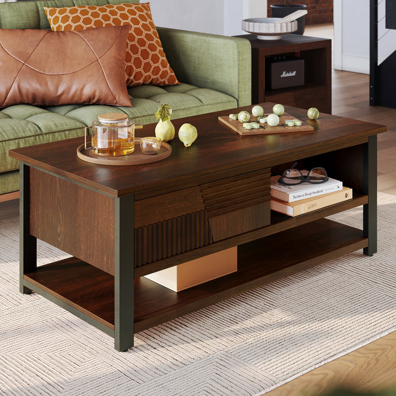 Trapeze Coffee Table, Iron Legs – Walnut, Walnut