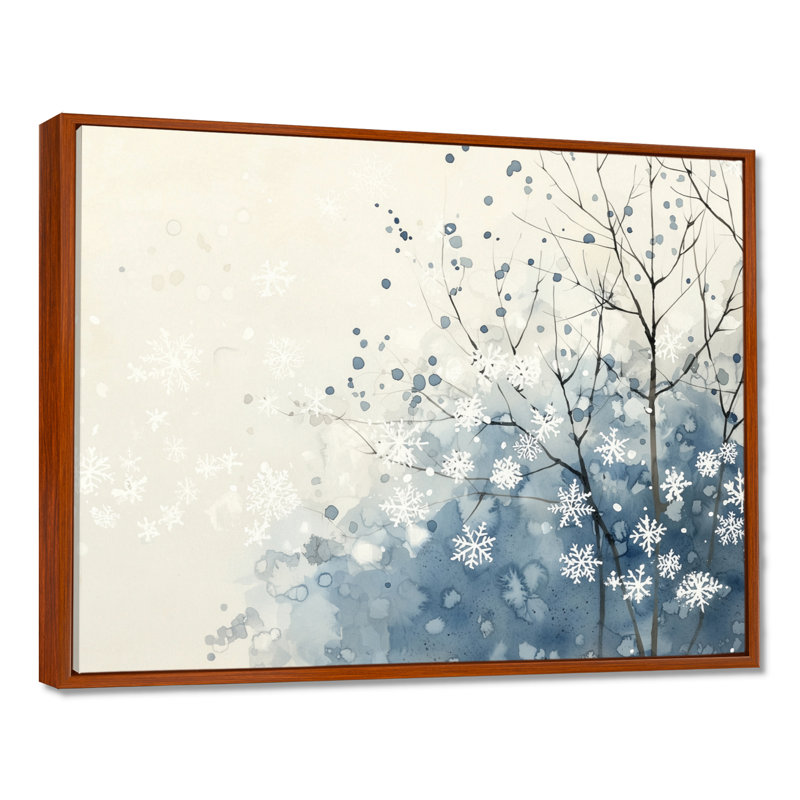 Décoration murale paysage d'hiver en flocons de neige tombant en hiver II, H 16 po x l 32 po, Brun