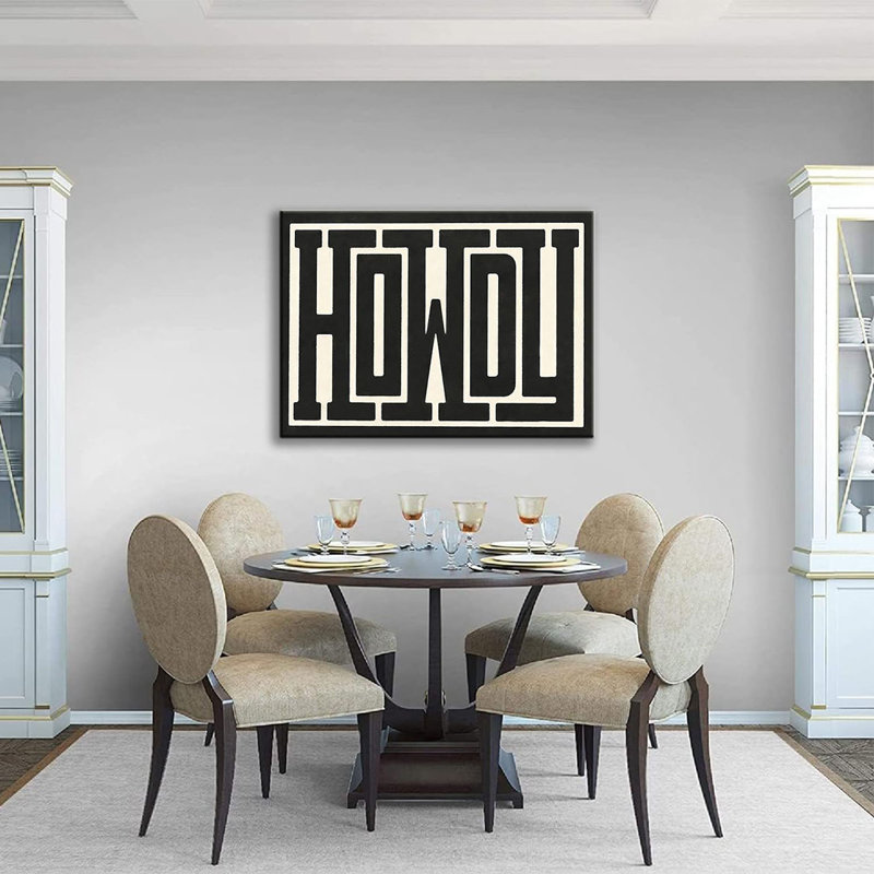Funky Big Howdy Canvas Wall Art Western Modern Decor Black and White Southwestern Country Ranch Sign Picture Print Minimalism Trendy Farmhouse Living Room Poster Art