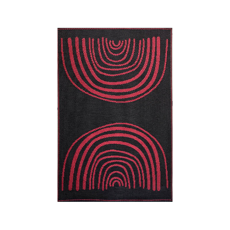 5' X 8' Concentric Outdoor Mat, Red/Black, Rectangle 5' x 8'