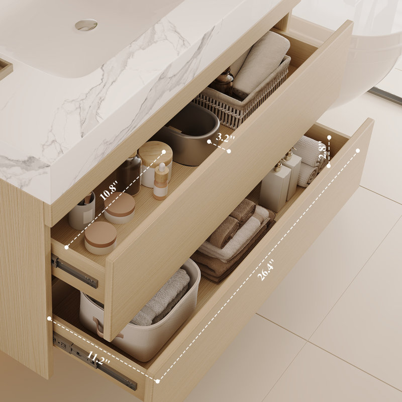 Meuble-lavabo peu encombrant (doit inclure le meuble-lavabo et le lavabo) avec rangement