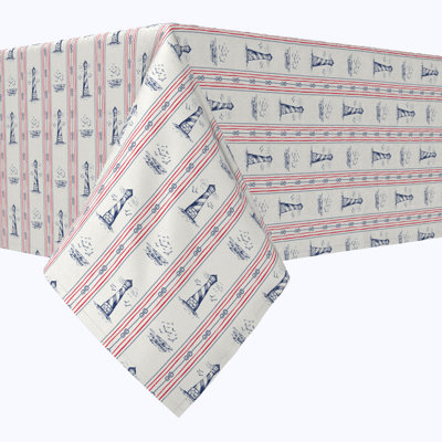 Rectangular Tablecloth, 100% Cotton, 52X104", Lighthouse Stripe