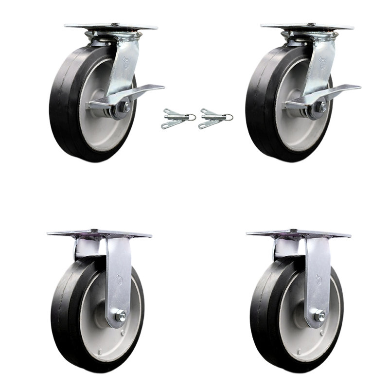 Ensemble de 4 roulettes en caoutchouc sur aluminium