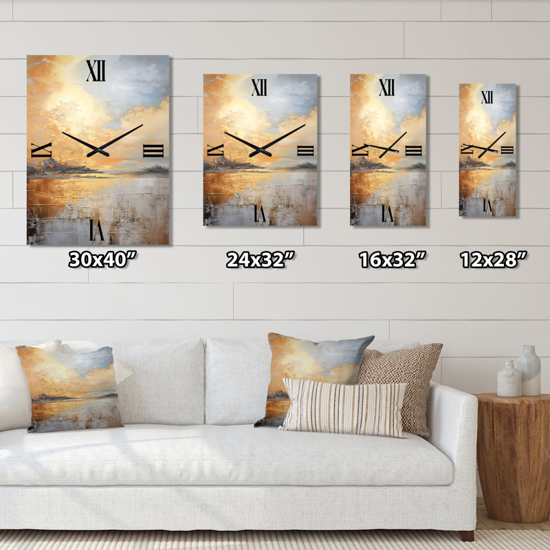 Horloge murale Beige Beach Sunset Paradise I - Coastal Sunset, Très grand