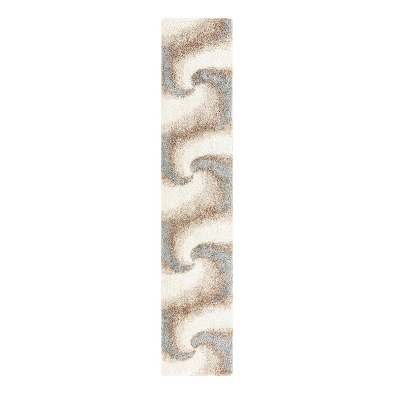 Abstract Indoor Rug, Runner 2'7" x 13'1", Gray/Beige