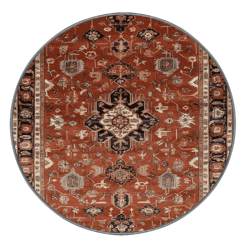 Tapis brun lavable à la machine, Rond 6 pi