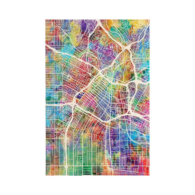 Los Angeles City Street Map I by Michael Tompsett - Wrapped Canvas Gallery-Wrapped Canvas Giclée