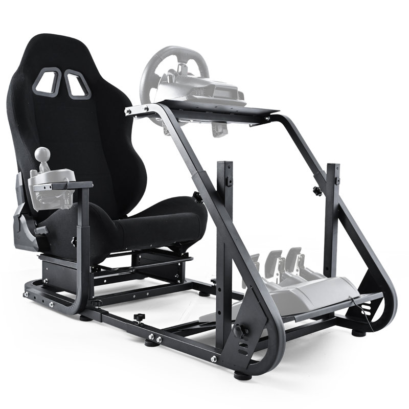 Racing Simulator Cockpit Stand With Chair Fit Logitech G29 G920 G923 Thrustmaster T500rs, Black