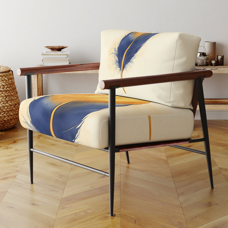 Chaise d'appoint Glam Feather, Brown Round Arms