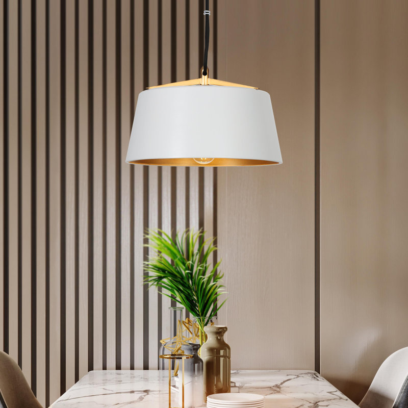 Luminaire suspendu tambour 1 lumière Cozine, Blanc