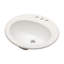 Lavabo de salle de bain ovale encastré en céramique blanc 20 po x 18 po avec 3 trous de robinet