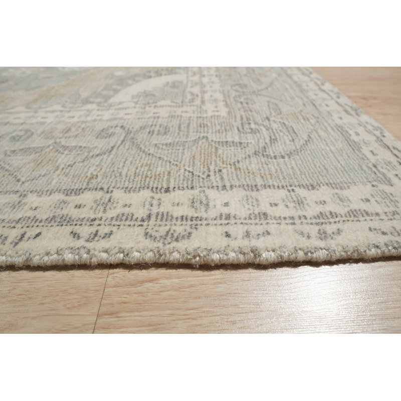 Green Hand-Knotted Wool Diamond Bloom Classic Traditional Modern Contemporary Carpet Rug, 4' x 6'