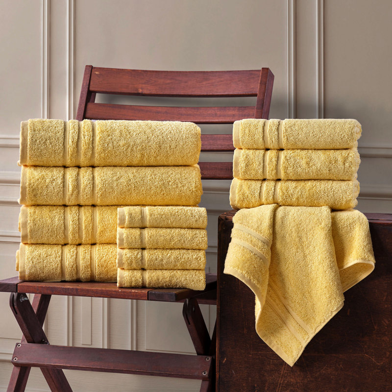 Ensemble de serviettes de bain 100% coton doux et moelleux de qualité supérieure Besednice, Jaune