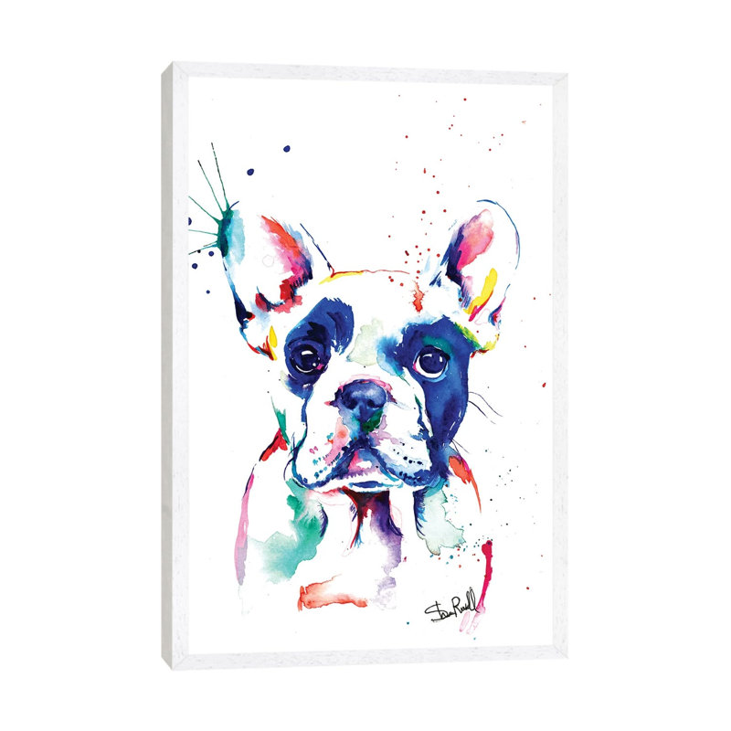 Frenchie I by Weekday Best - Painting on Canvas, 66.04 cm H x 45.72 cm W, White Framed