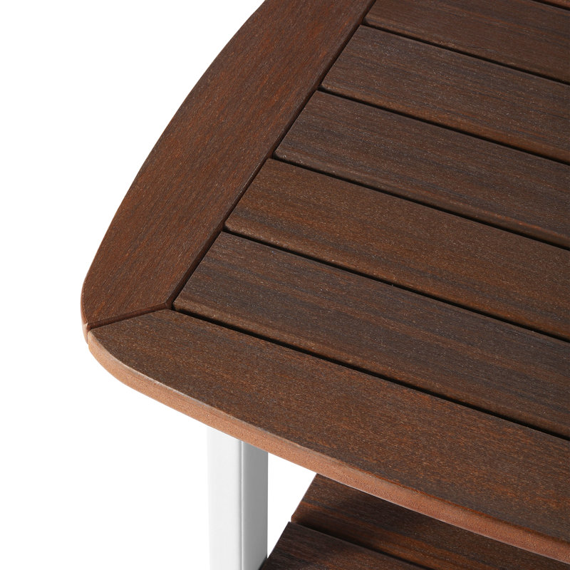 Table d'appoint carrée 21 po, blanc, Plateau brun foncé / base blanche