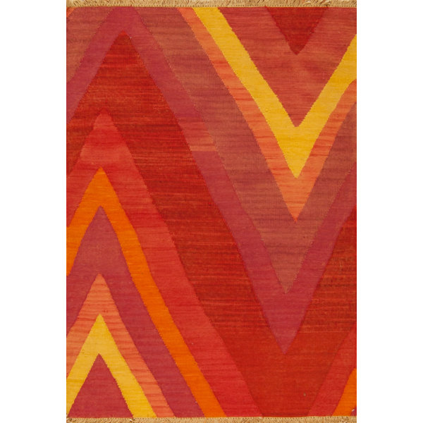 Samad Rugs Discovery Handmade Flatweave Wool Red/Yellow Rug | Wayfair