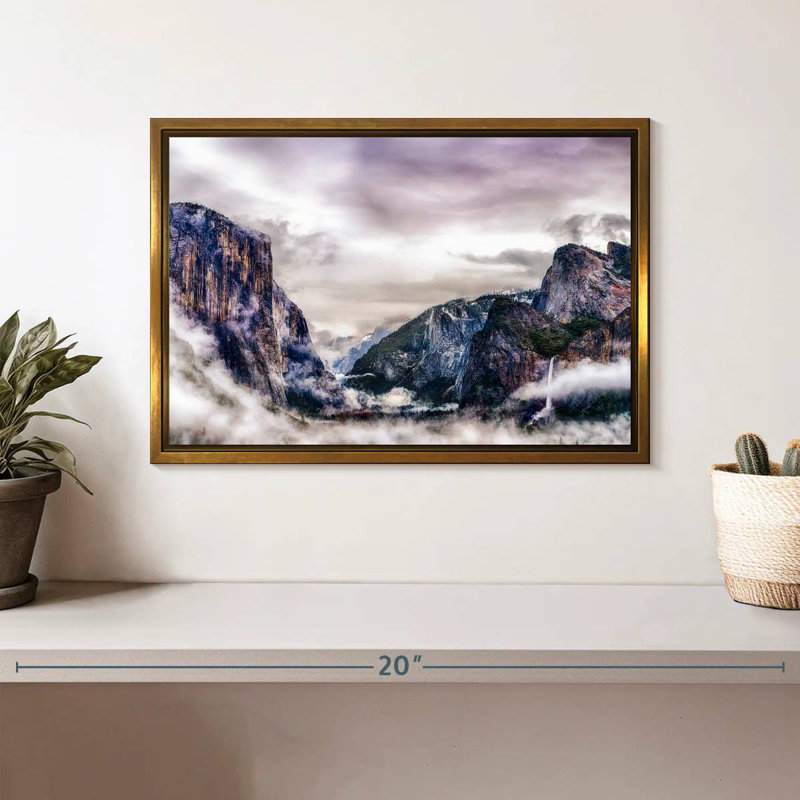 Canyons du parc national Yosemite, Cadre flottant doré, 13 po x 9 po