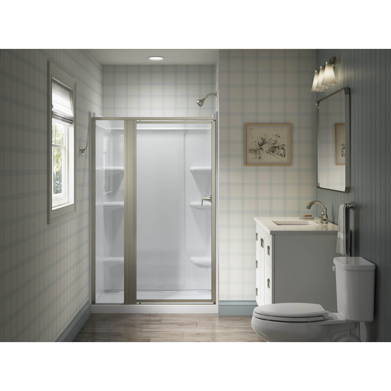 Attend 69" H Pivot Shower Door With 1/8"-Thick Glass, Nickel
