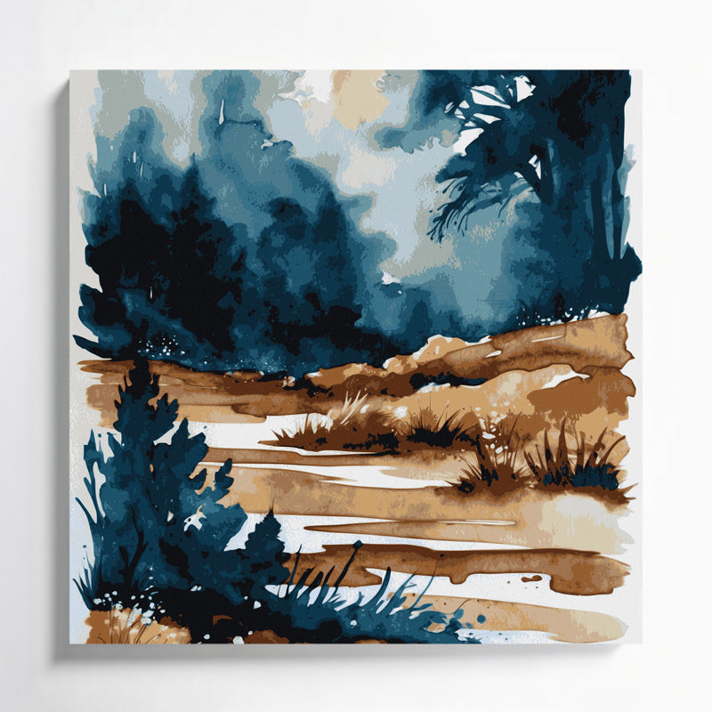 Aquarelle, paysage, 68, art mural sur toile verte, 8" H x 8" W