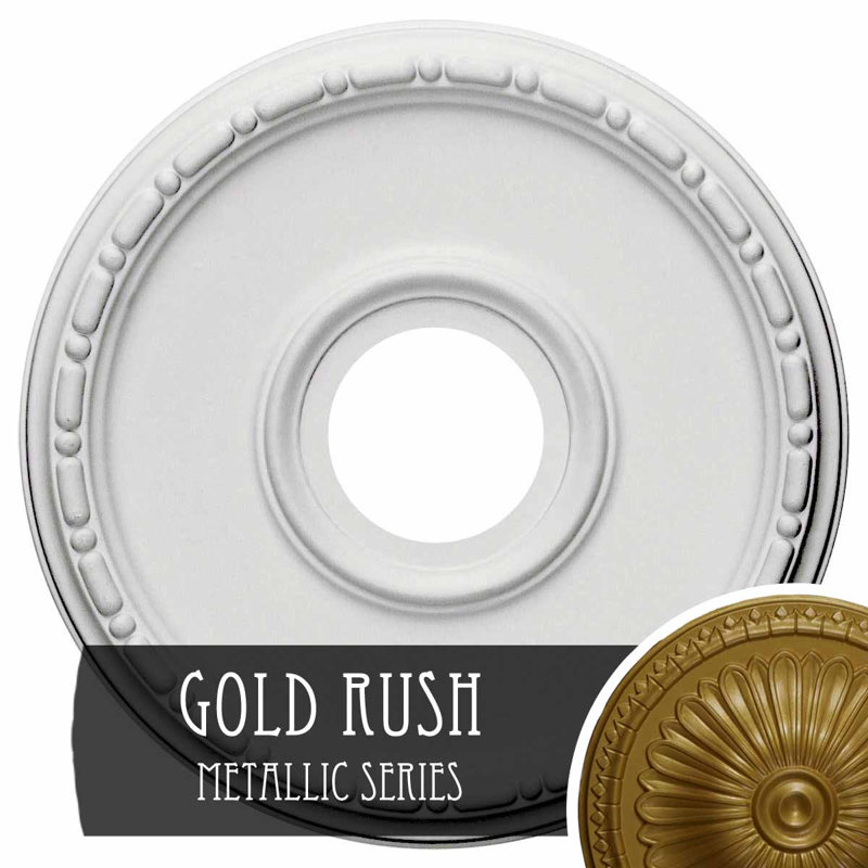Endurathane Medea Ceiling Medallion, 16 1/2"OD x 3 7/8"ID x 1 1/2"P (Fits Canopies up to 5 3/8"), Hand-Painted Gold Finish