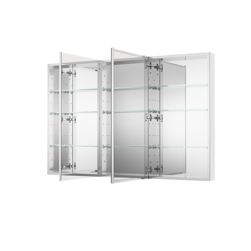 56''W X 36''H Recessed Or Surface-Mount Bathroom Medicine Cabinet With Mirror And Adjustable Glass Shelves, 56"