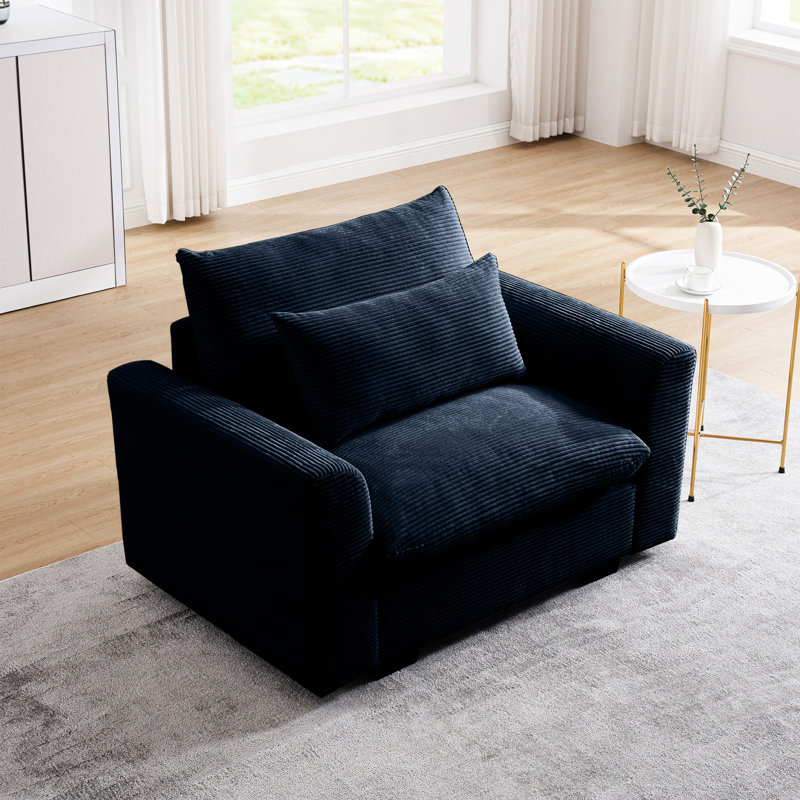 Confortable velours côtelé bleu - Siège profond pour une expérience douillette., Blue