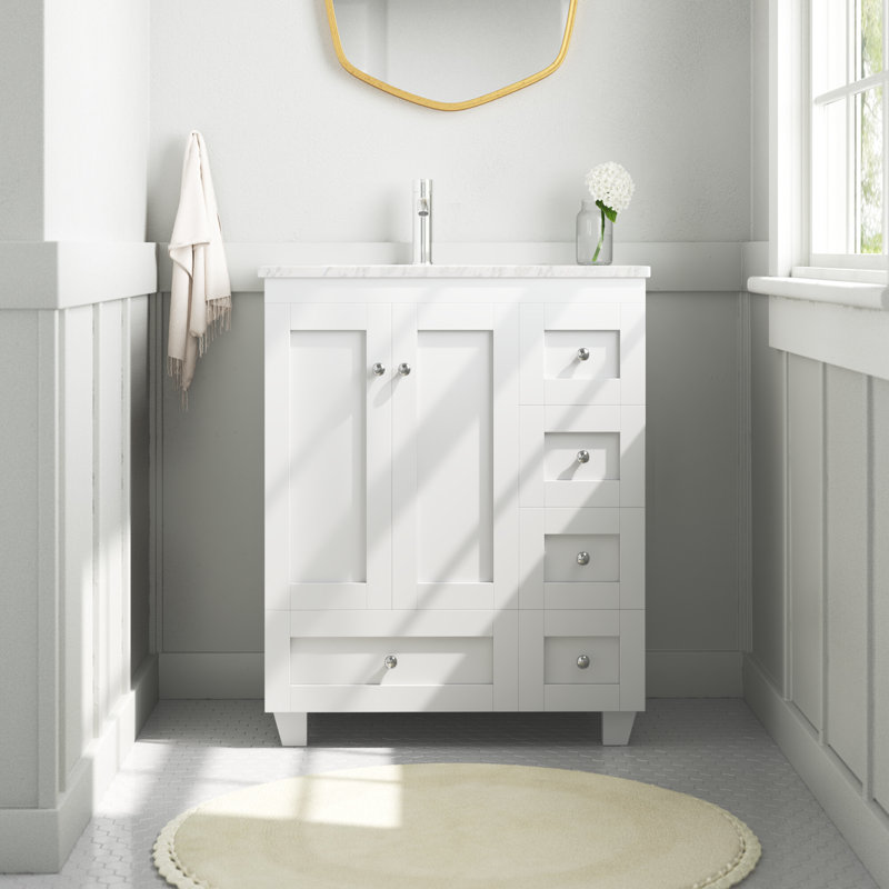 Curio 28"W x 18"D Bathroom Vanity with Undermount Porcelain Sink, White