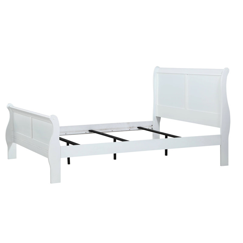 Lit simple en bois massif blanc pour chambre à coucher, style, pieds de support, anglais, fondation nécessaire