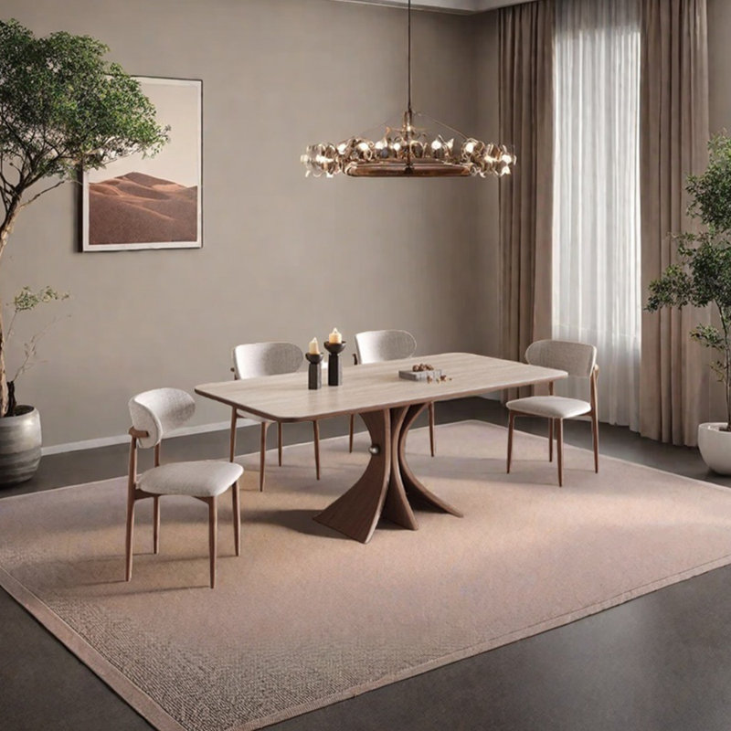 Ensemble de table de salle à manger unique en pierre frittée, H 29,53 po x L 59,06 po x l 31,5 po