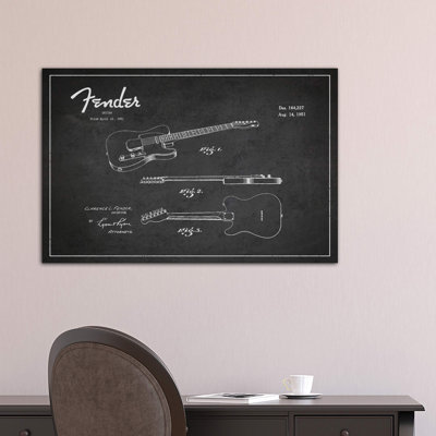 Fender Guitar Patent Blueprint - Wrapped Canvas Print