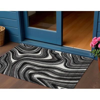 Tapis intérieur gris lavable abstrait 3 pi x 5 pi