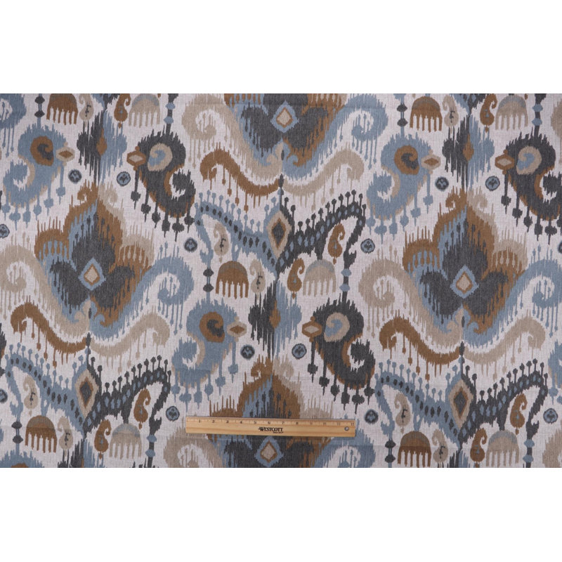 Grey Blue Brown Paisley Azteca Pillow Cover, Square 19"
