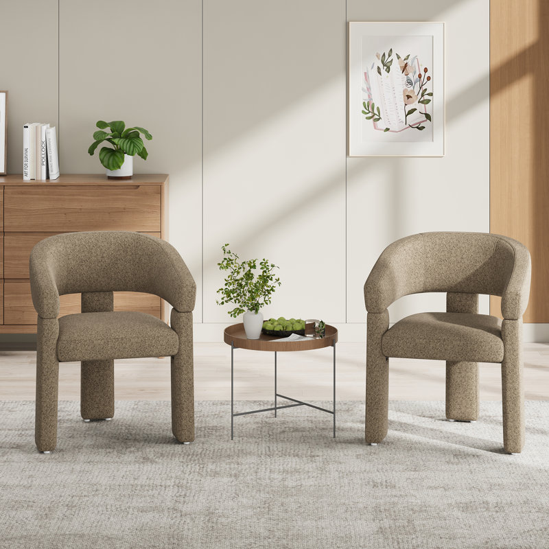 48 cm H Chenille Low Back Armchair, Camel