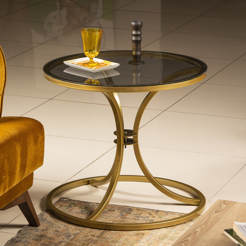 Seda Glass Top End Table, Gold