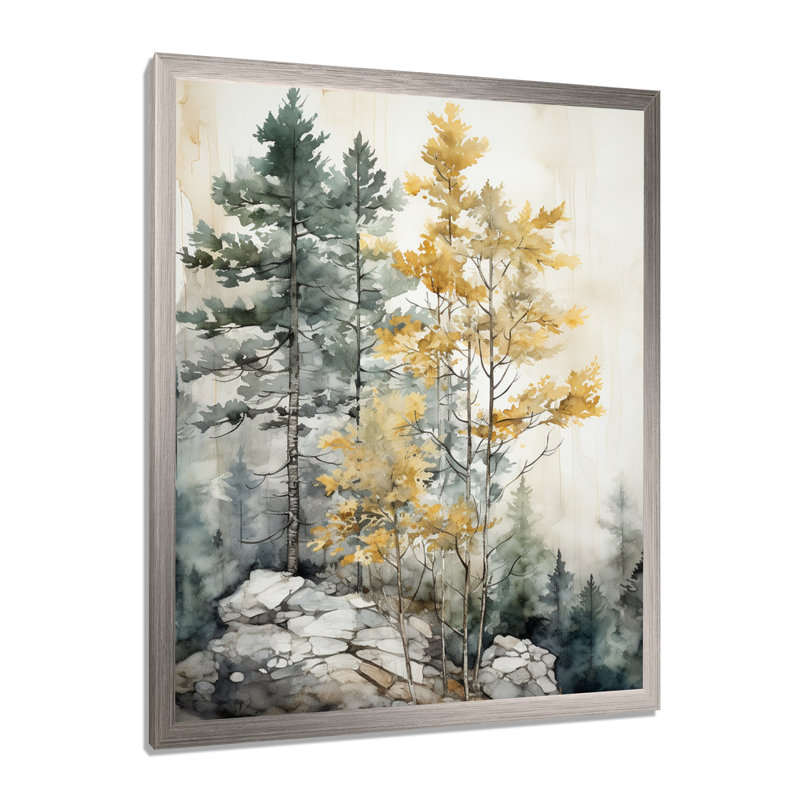 Forest Minimalisme Guardians II - forêt, art mural encadré, H 44 po x l 34 po, Cadre photo unique, Argent argent